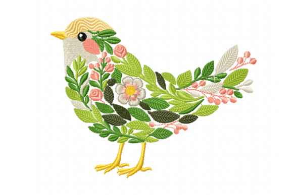Cute Floral Bird Embroidery Pattern: A Seasonal Charm