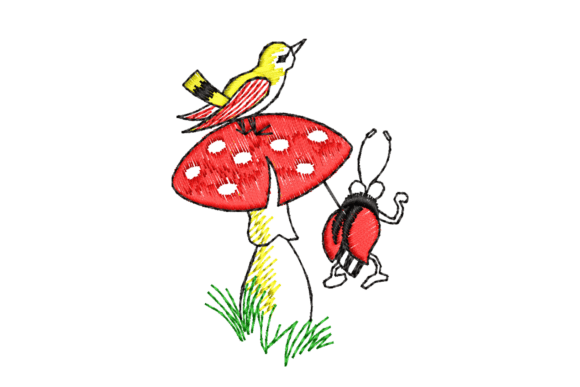 Mushroom with White Spots Embroidery: A Whimsical Design for Etsy Sellers