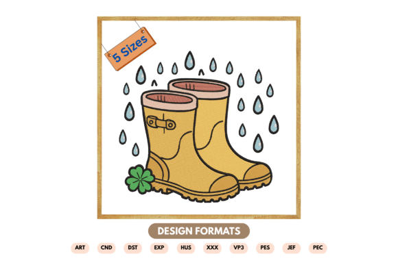 Rain Boots Embroidery Design: A Seasonal Staple for Small Shop Sellers