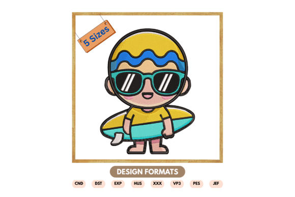 Summer Beach Kid Embroidery File Review for Boutique Sweatshirts